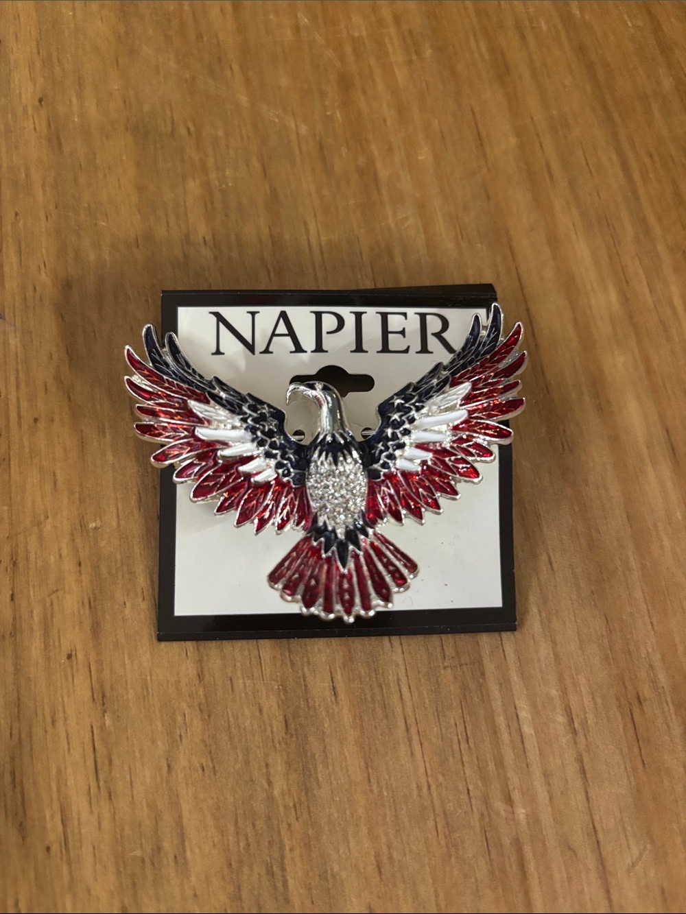 Napier Patriotic Eagle Bald Eagle Pin Brooch Red, White & Blue Biker Vibes NEW